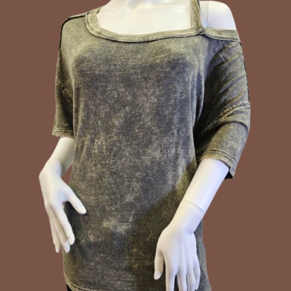 Dark Green WE THE FREE Shoulder Cutout Top